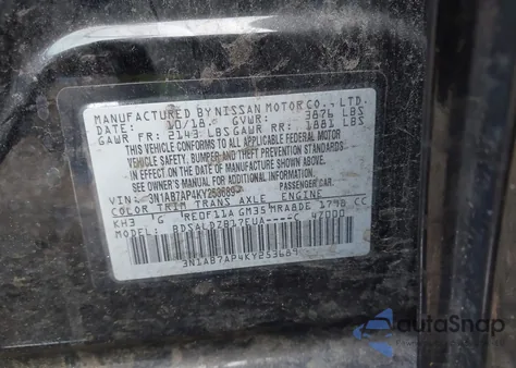 2019 Nissan Sentra Sv из США, поврежденный, VIN 3N1AB7AP4KY253689